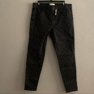 Madewell Embroidered Gold Polka Dot Black Denim